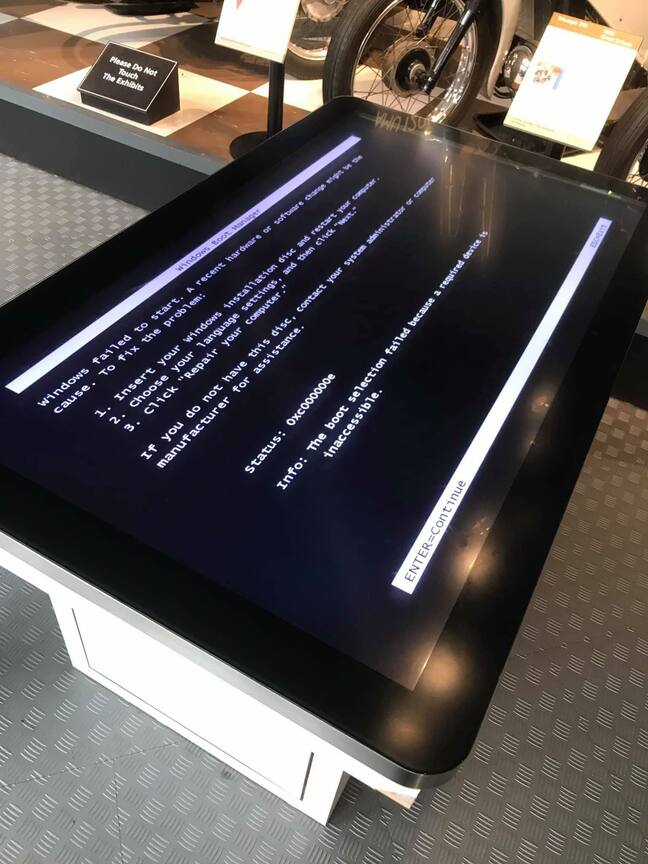 Tabletop screen error