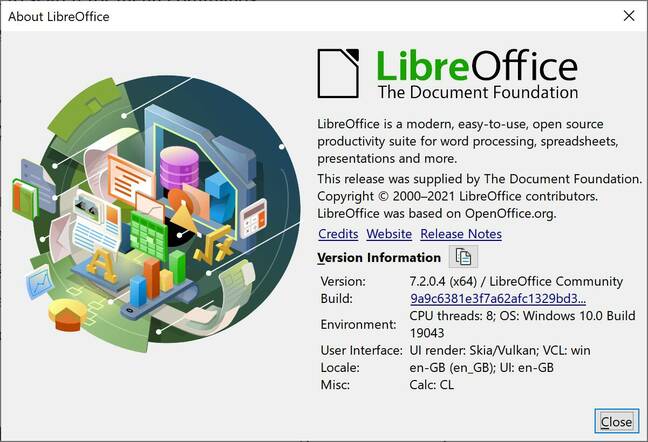 LibreOffice 7.2 on Windows 10