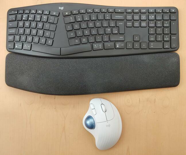The Logitech Ergo keyboard and trackball