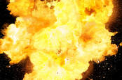 Close up of a fiery explosion