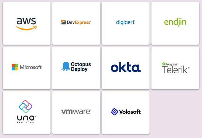 Corporate sponsors of the .NET Foundation