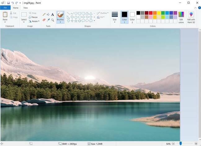 Paint in Windows 10, little changed since 7