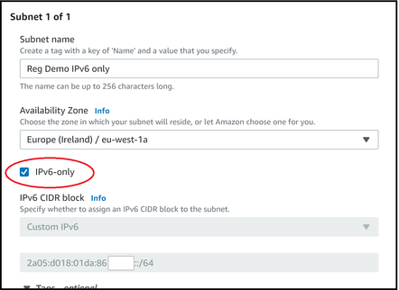 Creating an IPv6-only subnet on AWS