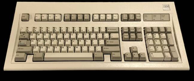 An early IBM M model manufactured in 1986 with the 