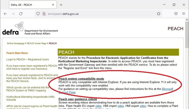 Defra's PEACH system, seen today