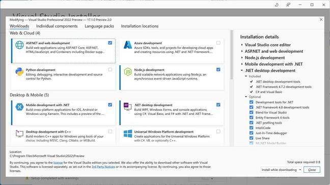 The Visual Studio installer - a major improvement in VS 2017