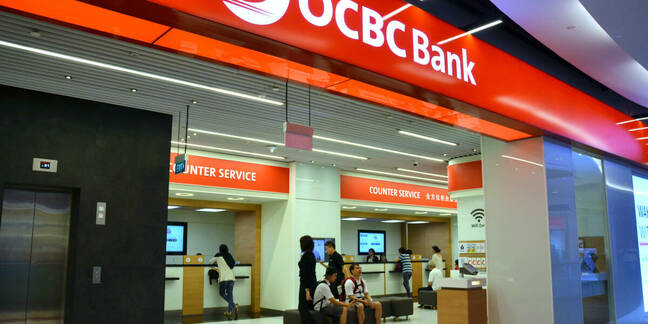 Customers waiting to be served in OCBC Bank in Singapore on 18 April, 2015