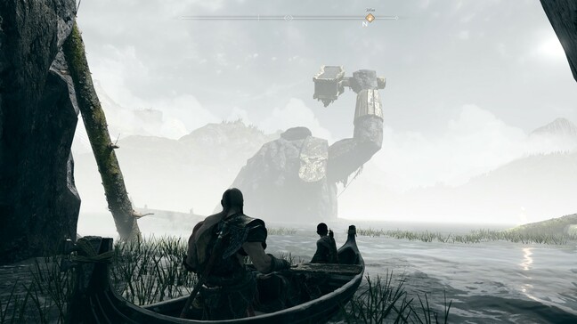Ruined statues of the Aesir stick out of Midgard's central lake