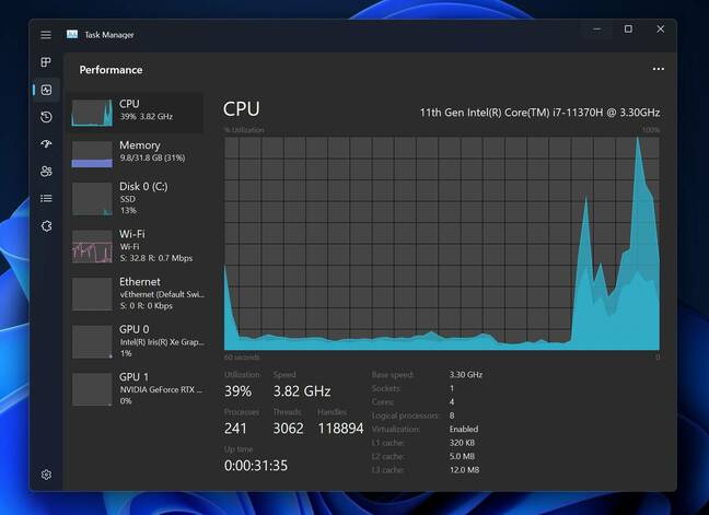 Screenshot of Windows 11 Task Manager in dark mode