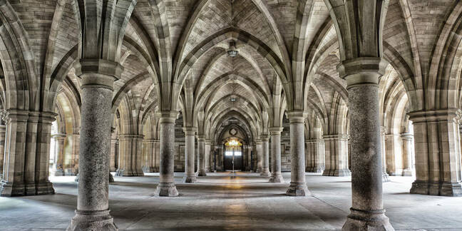 The historic Cloisters of Glasgow University 