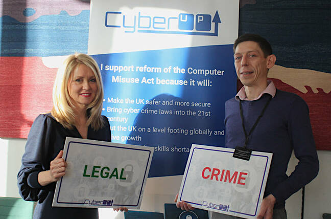 Esther McVey poses with Rob Dyke for Cyberup