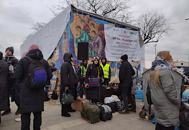 A Red Cross aid point in Lviv, Ukraine. Pic: Vic Harkness