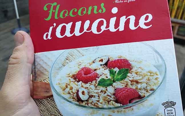Photo of a box of porridge bought at a French supermarket