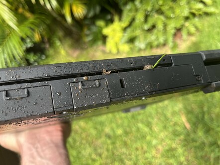 The Dell Latitude 5430 after meeting my lawn