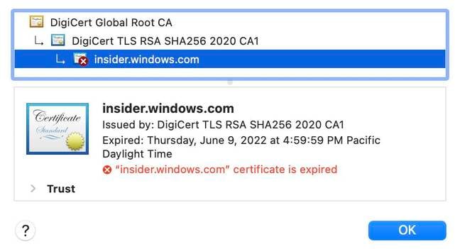 Expired Microsoft certificate