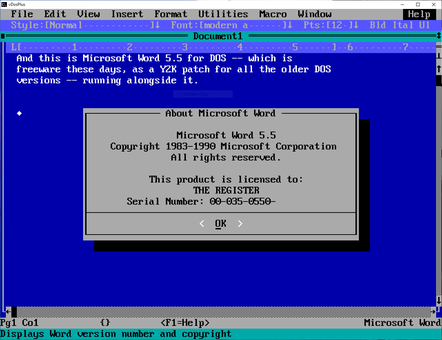 Microsoft Word 5.5 running under vDosPlus on 64-bit Windows 10 works just as well as it ever did.