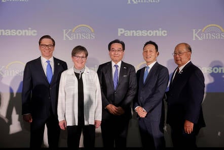 Kansas Gov. Laura Kelly and Panasonic officials