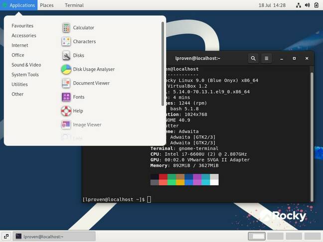 Rocky 9 comes with GNOME Shell 40, and the familiar GNOME Classic is pre-installed