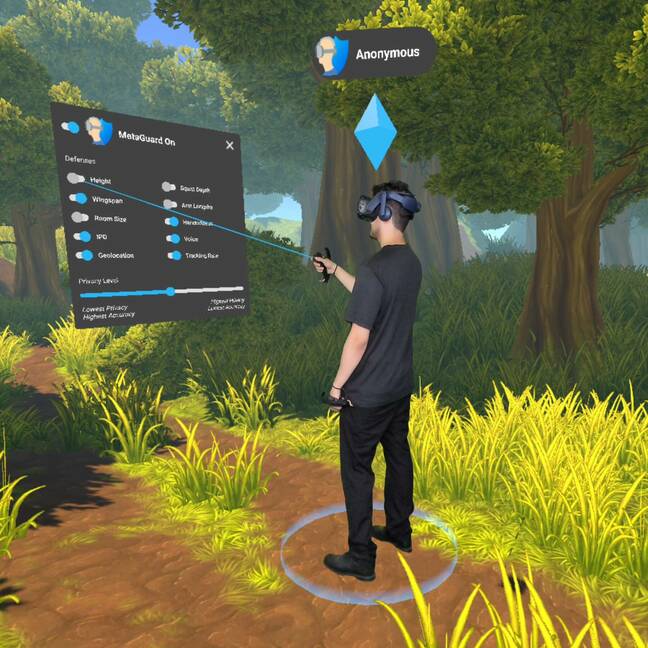 A screenshot of MetaGuard in a virtual reality world