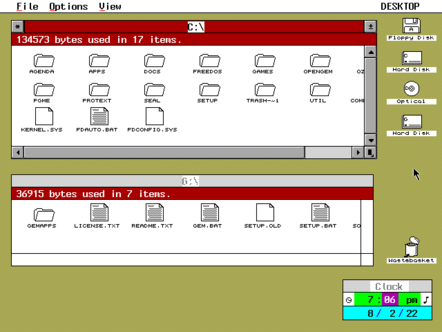 FreeDOS includes the FreeGEM desktop, which restores all the features Apple made DR remove in the 1980s – and more.