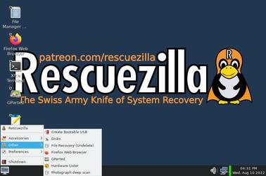 There are lots of screenshots of Rescuezilla's main screen on the website, but more useful tools lie within its start menu, too.