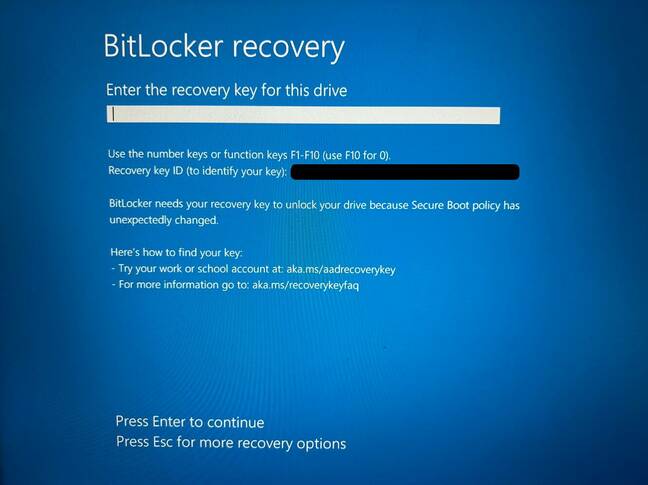 bitlocker recovery screen