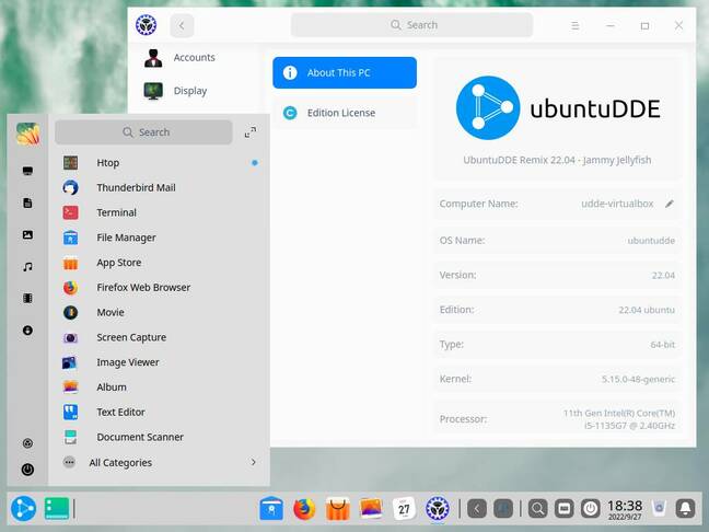 UbuntuDDE has a colorful Windows-like desktop, with light and dark modes, integrated search, an on-screen keyboard, and more