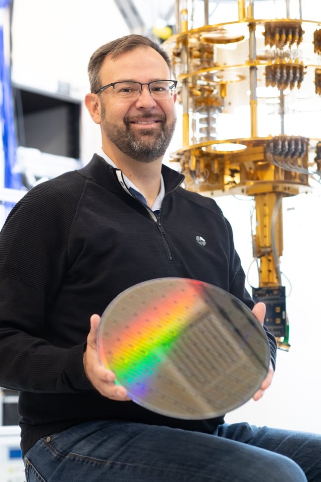 Intel's James Clarke with quantum wafer