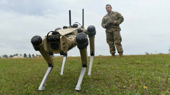 vision 60 robot dog. (U.S Air Force photo by Airman 1st Class Anabel Del Valle)