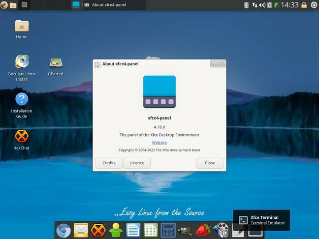 The Xfce edition of Calculate uses the latest Xfce 4.18, and somewhat KDE-ish theme The Xfce edition of Calculate uses the latest Xfce 4.18, and somewhat KDE-ish theme