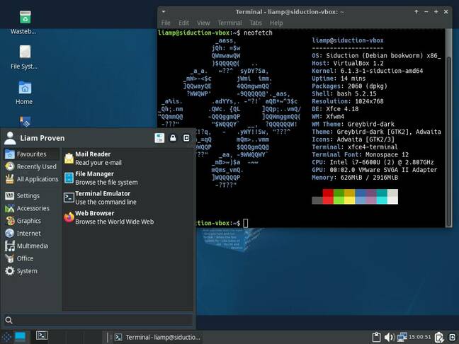 The Xfce flavor of siduction has a smart dark theme and a traditional-Windows-style layout