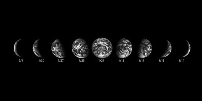 The phases of Earth as seen from the Moon, captured by South Korea's Danuri lunar orbiter