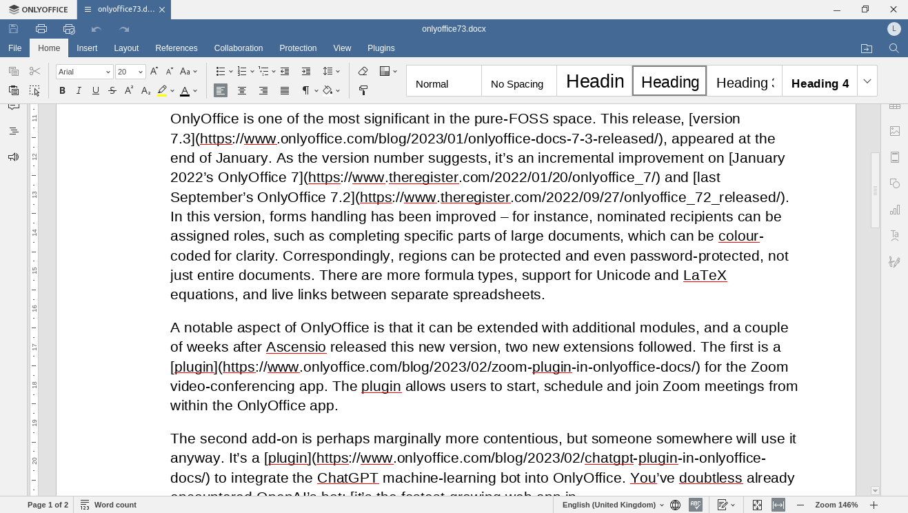 OnlyOffice 7.3 is the first new version of the year, and has shiny new plugins to add Zoom and ChatGPT integration