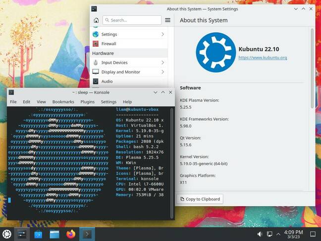 Kubuntu 22.10 поставляется с ядром 5.19, срок службы которого уже истек.