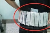 Customs China photo of smuggler wearing Intel CPUs