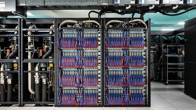 Sunspot is a two-rack test and development system equipped with 128 nodes of the same technologies that will power Argonne's Aurora exascale supercomputer. (Image by Argonne National Laboratory)