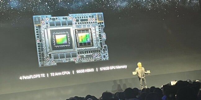 Jensen Huang launching the Grace-Hopper and the DH200 on stage at Computex 2023