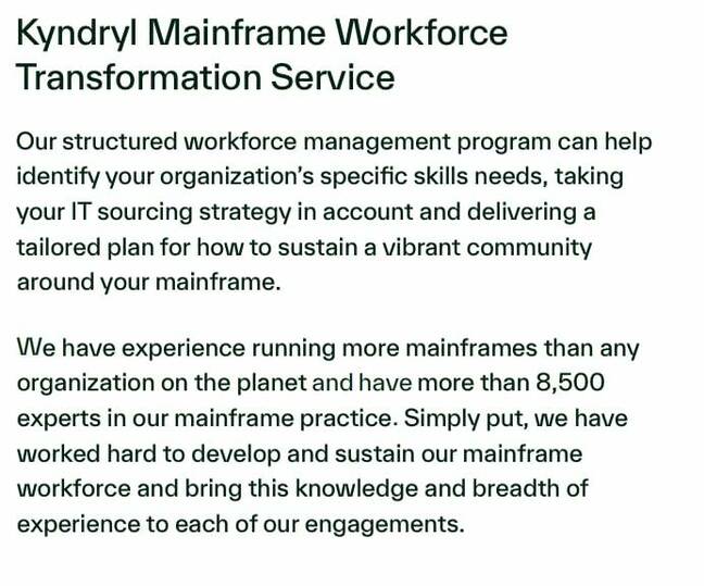 Kyndryl mainframe marketing material without age claim