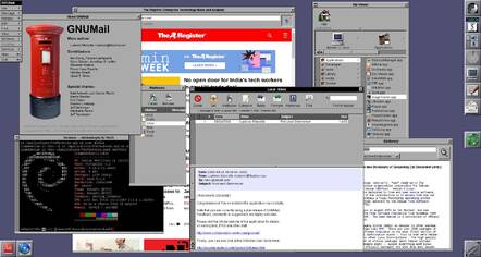 GSDE привносит в Debian классический внешний вид NeXTstep, дополненный целым набором полезных приложений, включая даже браузер.