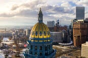 View of the state capital building in Denver, Colorado, USA