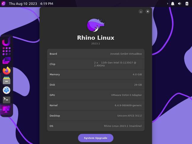 La disposition du bureau par défaut de Rhino Linux ressemble assez à GNOME - mais cela ne fonctionne pas comme GNOME