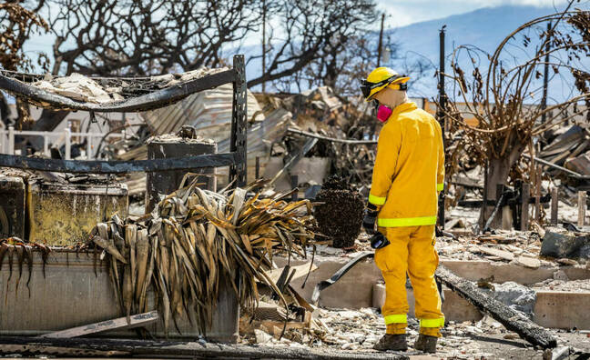 US military conducts search operations of areas damaged by wildfires in Lahaina, Maui, Hawaii, on August 15, 2023