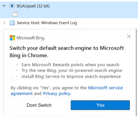 Screenshot of the Windows 11 upsell exe