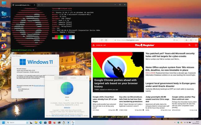 Epiphany, the GNOME Web browser, running on Ubuntu 22.04 on Windows 11 Arm64