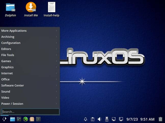 PCLinuxOS's KDE edition is somewhat stripped back, which we like, and especially useful as live image