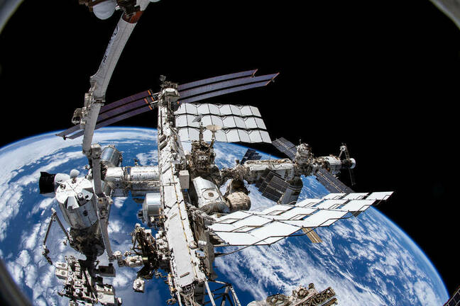 This view from NASA spacewalker Thomas Marshburn's camera