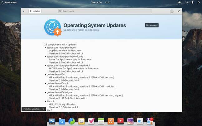 Elementary's AppCenter also handles OS updates, which it installs during the reboot cycle.