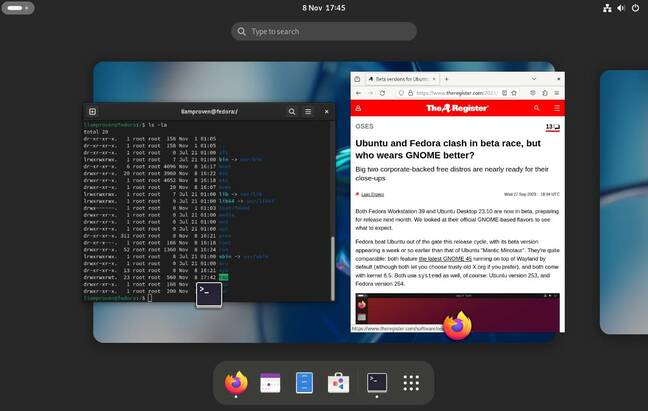 The primary Workstation edition wears GNOME 45 and a more colorful Bash prompt.