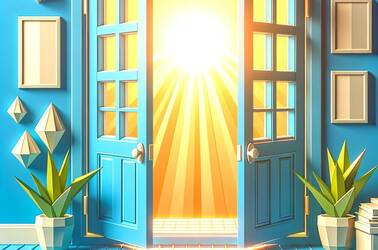 doors let light stream in conceptual illustration