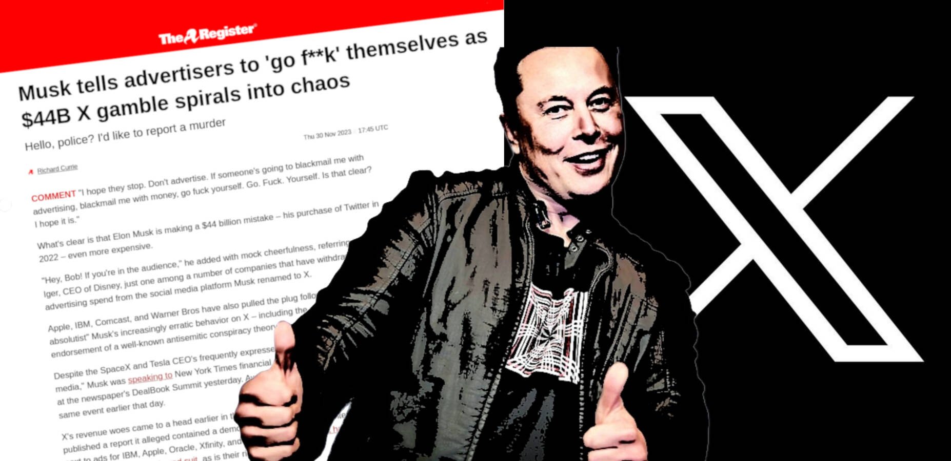 Elon is the bakery owner swearing in the street about Yelp critics canceling him